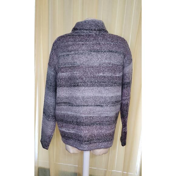 Max Studio Womens Turtleneck Sweater Size L Stripe Gray Purple Variegated - Picture 2 of 6